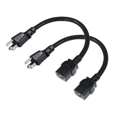 3 pin Sjt con cable Sjtw Iec 320 C19 a Nema 5-15p 3 pin Lock Ac Extensión 5ft 6ft