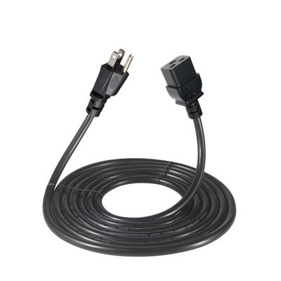 3 pin Sjt con cable Sjtw Iec 320 C19 a Nema 5-15p 3 pin Lock Ac Extensión 5ft 6ft