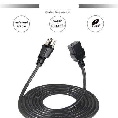 3 pin Sjt con cable Sjtw Iec 320 C19 a Nema 5-15p 3 pin Lock Ac Extensión 5ft 6ft