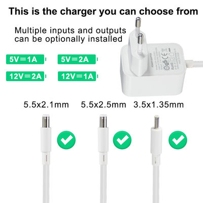 1m de longitud eléctrica 2000Ma Dc Power Cee716 enchufe 12V 2A Adaptador de corriente de pared con sobrecarga y protección contra cortocircuito