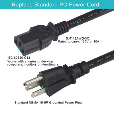 Largo a medida 1m Cable de alimentación eléctrica 60w 3 pin Cable de alimentación de computadora portátil