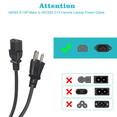 Largo a medida 1m Cable de alimentación eléctrica 60w 3 pin Cable de alimentación de computadora portátil