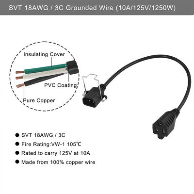 16 Awg Nema 515R a Iec320 Iec C14 América Enchufe PVC USA Cordón de alimentación estándar