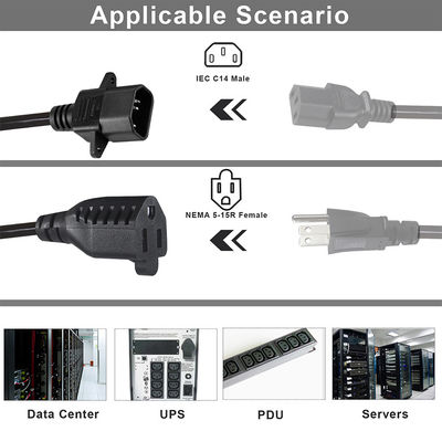 16 Awg Nema 515R a Iec320 Iec C14 América Enchufe PVC USA Cordón de alimentación estándar
