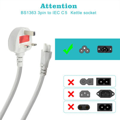 Cables de alimentación de 3 pines C5 para computadoras con IEC C5