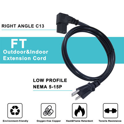 Us Ac 14 Awg Heavy Duty Negro Nema 515P a Iec320 C13 3 Fuentes de electrodoméstico