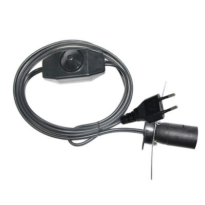 Negro 0,75 mm CEE7/16 Plug Eu Cordón de Extensión de Energía E27 E 27 Conector de luz colgante con interruptor de atenuación