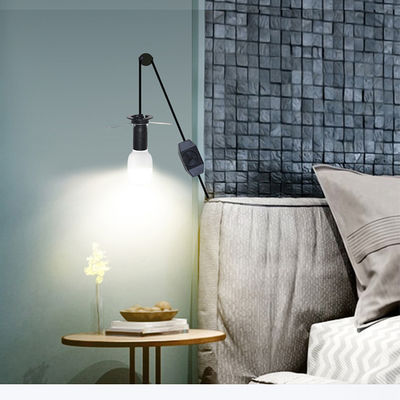 Negro 0,75 mm CEE7/16 Plug Eu Cordón de Extensión de Energía E27 E 27 Conector de luz colgante con interruptor de atenuación