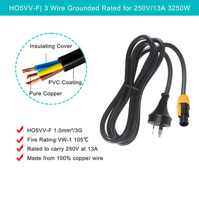 PowerCON True1 Hombre a AU 3Pin Plug nac3fca SAA Cordón de extensión 1.5MM Cable de trabajo pesado
