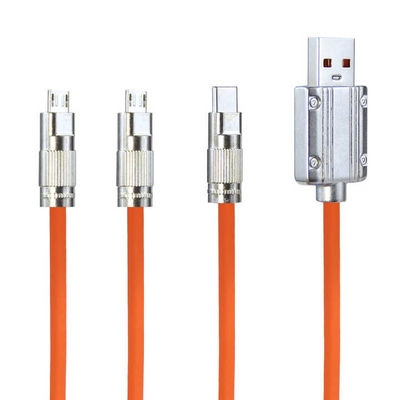 Cable de carga para dispositivos múltiples certificado CE con 3 puertos de carga simultáneos y cable trenzado de nylon duradero