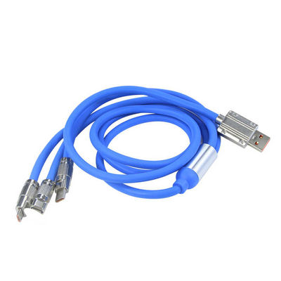Cable de carga para dispositivos múltiples certificado CE con 3 puertos de carga simultáneos y cable trenzado de nylon duradero