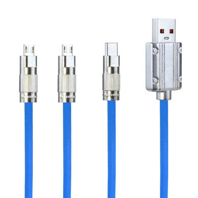 Cable de carga para dispositivos múltiples certificado CE con 3 puertos de carga simultáneos y cable trenzado de nylon duradero