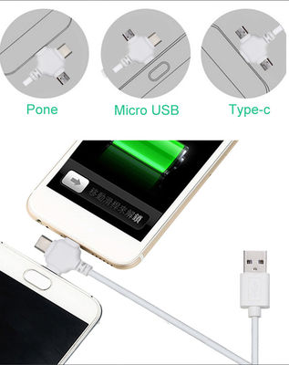 Cable de carga para dispositivos múltiples certificado CE con 3 puertos de carga simultáneos y cable trenzado de nylon duradero