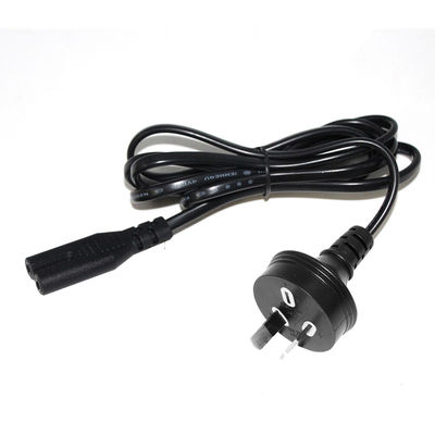 AU 2P Enchufe a IEC60320 C7 Cordón de alimentación SAA certificado 250V 7.5A Cable plano chaqueta de PVC cobre puro para computadoras portátiles / electrodomésticos