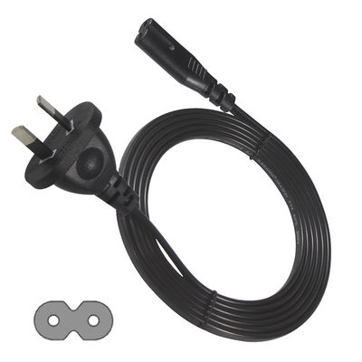 AU 2P Enchufe a IEC60320 C7 Cordón de alimentación SAA certificado 250V 7.5A Cable plano chaqueta de PVC cobre puro para computadoras portátiles / electrodomésticos