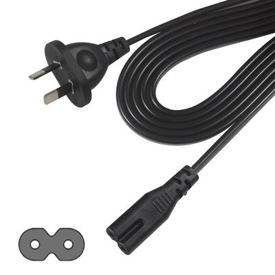 AU 2P Enchufe a IEC60320 C7 Cordón de alimentación SAA certificado 250V 7.5A Cable plano chaqueta de PVC cobre puro para computadoras portátiles / electrodomésticos