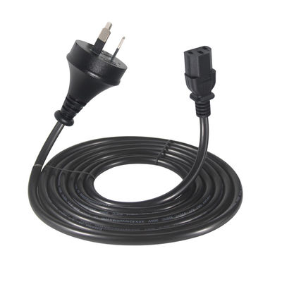 Conexión de 2 pines de AU certificado SAA al cable de alimentación IEC C13, 250V 10A H05VV-F 3x0.75mm2 Cobre puro para PC/Servidor/Electrodoméstico
