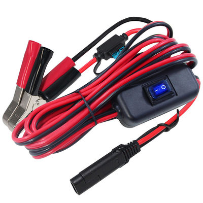 Cable de extensión de cable de carga Sae con 12v en el interruptor de apagado 14awg a clip de caimán 2pin batería rápida pinzas de batería