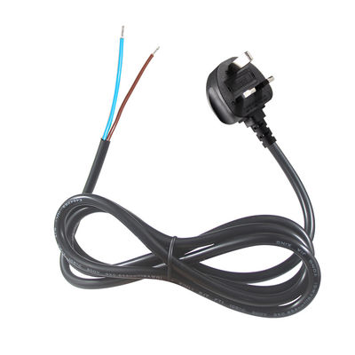 Cable de alimentación con enchufe británico de 3 núcleos, 0.75mm² a 1.5mm² pre-pelado y estañado