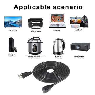 Cable de extensión de 6 pies NEMA 5-15P a 5-15R de 3 clavijas, 16AWG, 125V