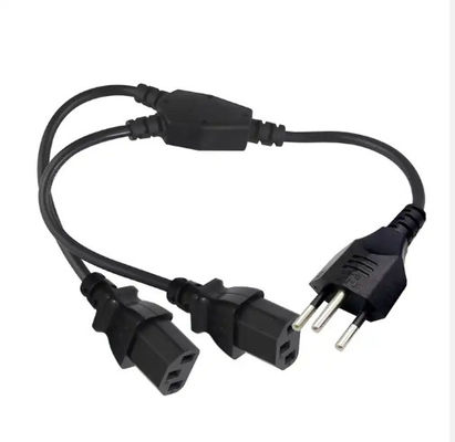 Cable de alimentación C13 de 3 puntas suizo de calidad industrial y impermeable negro con obturador de seguridad para computadoras/servidores