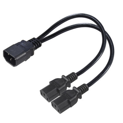 16AWG Carga pesada C14 a 2xC13 Cordón de alimentación para servidores / equipos industriales 300V 10A ROHS certificado con enchufe de 3 puntas