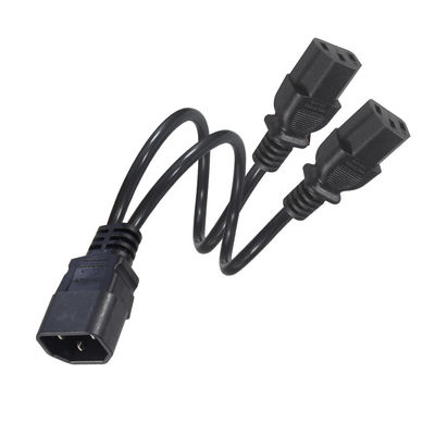 16AWG Carga pesada C14 a 2xC13 Cordón de alimentación para servidores / equipos industriales 300V 10A ROHS certificado con enchufe de 3 puntas