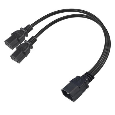 16AWG Carga pesada C14 a 2xC13 Cordón de alimentación para servidores / equipos industriales 300V 10A ROHS certificado con enchufe de 3 puntas