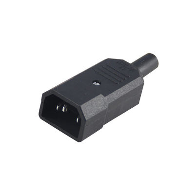 Cordón de conector de energía de alta corriente de tres puntas IEC 60320 C14 con retardante de llama V0 para bastidores de servidores / cables de alimentación de computadoras 10A 250V 105 °C