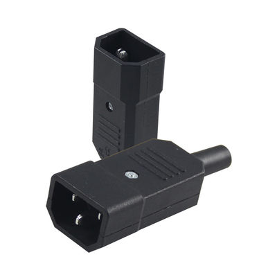 Cordón de conector de energía de alta corriente de tres puntas IEC 60320 C14 con retardante de llama V0 para bastidores de servidores / cables de alimentación de computadoras 10A 250V 105 °C