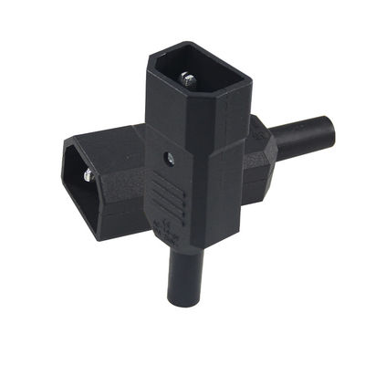 Cordón de conector de energía de alta corriente de tres puntas IEC 60320 C14 con retardante de llama V0 para bastidores de servidores / cables de alimentación de computadoras 10A 250V 105 °C