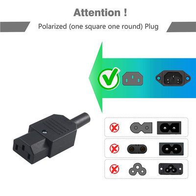 Premium Heavy Duty 18AWG 3 Prong IEC 60320 C13 Cordón de alimentación para monitor de servidor de computadora, 250V 10A 3M con PVC flexible certificado por CE RoHS