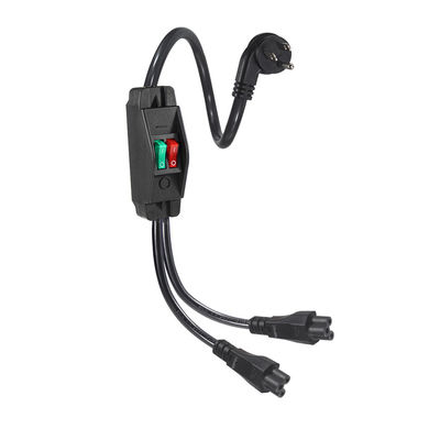 NEMA 5-15P a doble divisor de potencia IEC C5 con interruptor para electrónica de oficina para el hogar 125V 10A
