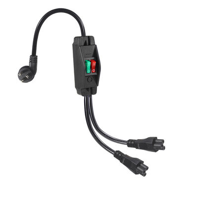 NEMA 5-15P a doble divisor de potencia IEC C5 con interruptor para electrónica de oficina para el hogar 125V 10A