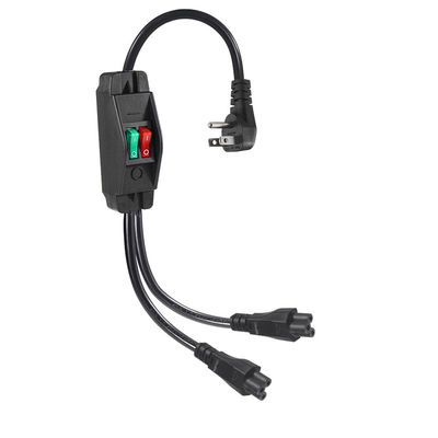 NEMA 5-15P a doble divisor de potencia IEC C5 con interruptor para electrónica de oficina para el hogar 125V 10A