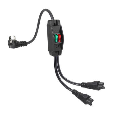 NEMA 5-15P a doble divisor de potencia IEC C5 con interruptor para electrónica de oficina para el hogar 125V 10A