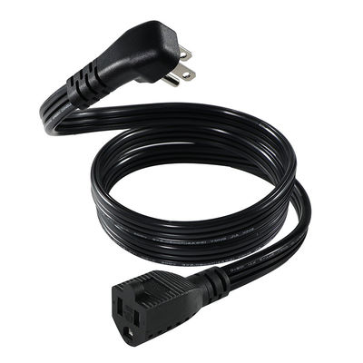 14 AWG SPT-3 Cordón de alimentación de cable plano NEMA 5-15P a 5-15R Enchufe de hoja recta 15A 125V Cable flexible para uso industrial / doméstico