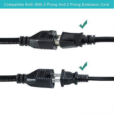 14 AWG SPT-3 Cordón de alimentación de cable plano NEMA 5-15P a 5-15R Enchufe de hoja recta 15A 125V Cable flexible para uso industrial / doméstico