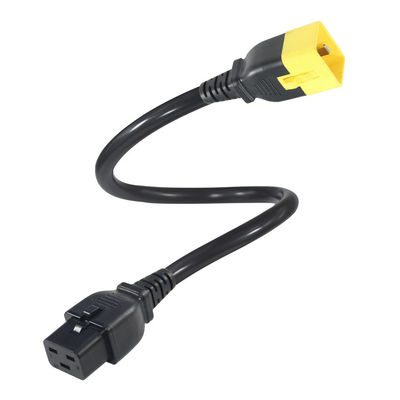 Bloqueo del cable de alimentación de extensión C19-C20 16A 250V para bastidores de servidores/máquinas al aire libre con alambre 16AWG