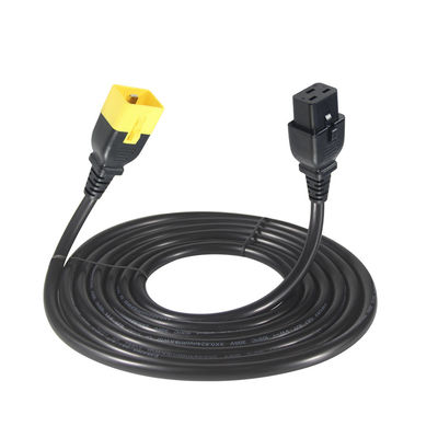 Bloqueo del cable de alimentación de extensión C19-C20 16A 250V para bastidores de servidores/máquinas al aire libre con alambre 16AWG