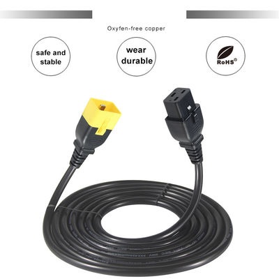 Bloqueo del cable de alimentación de extensión C19-C20 16A 250V para bastidores de servidores/máquinas al aire libre con alambre 16AWG