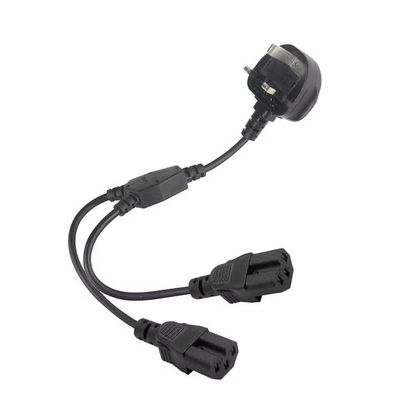 Reino Unido Plug Dual C15 Cordón de alimentación de grado industrial 16A 250V 1.5M para uso en el rack de servidores / centro de datos