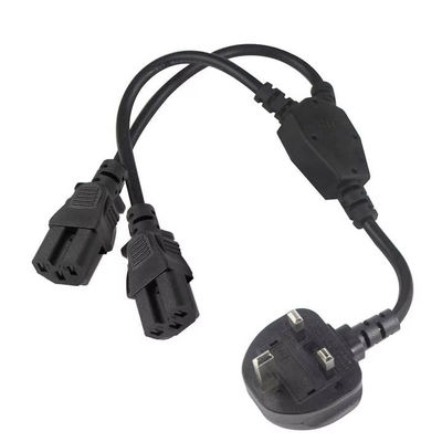 Reino Unido Plug Dual C15 Cordón de alimentación de grado industrial 16A 250V 1.5M para uso en el rack de servidores / centro de datos