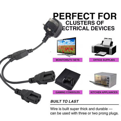 Reino Unido Plug Dual C15 Cordón de alimentación de grado industrial 16A 250V 1.5M para uso en el rack de servidores / centro de datos