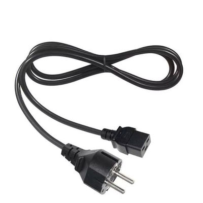1.2M Carga pesada EU a C19 Cordón de alimentación de grado industrial para uso de servidores / centros de datos 10A 250V CE RoHS certificado