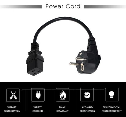 1.2M Carga pesada EU a C19 Cordón de alimentación de grado industrial para uso de servidores / centros de datos 10A 250V CE RoHS certificado