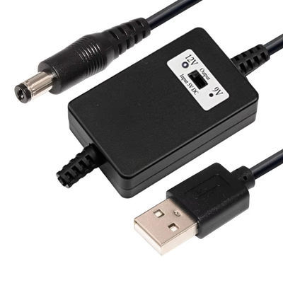 USB A macho a DC5.5*2.1mm Voltage Step Up Cable 5V a 9V/12V Convertidor para dispositivos de alimentación con protección contra sobrecargas