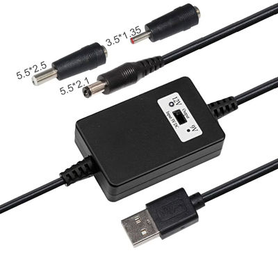 USB A macho a DC5.5*2.1mm Voltage Step Up Cable 5V a 9V/12V Convertidor para dispositivos de alimentación con protección contra sobrecargas