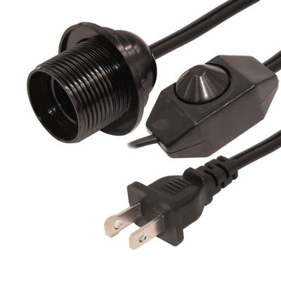 Cable adaptador de enchufe resistente a la llama duradero con toma de bombilla E26 y interruptor de atenuación en línea, NEMA 1-15P a convertidor E26