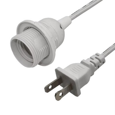 Cable adaptador de enchufe resistente a la llama duradero con toma de bombilla E26 y interruptor de atenuación en línea, NEMA 1-15P a convertidor E26